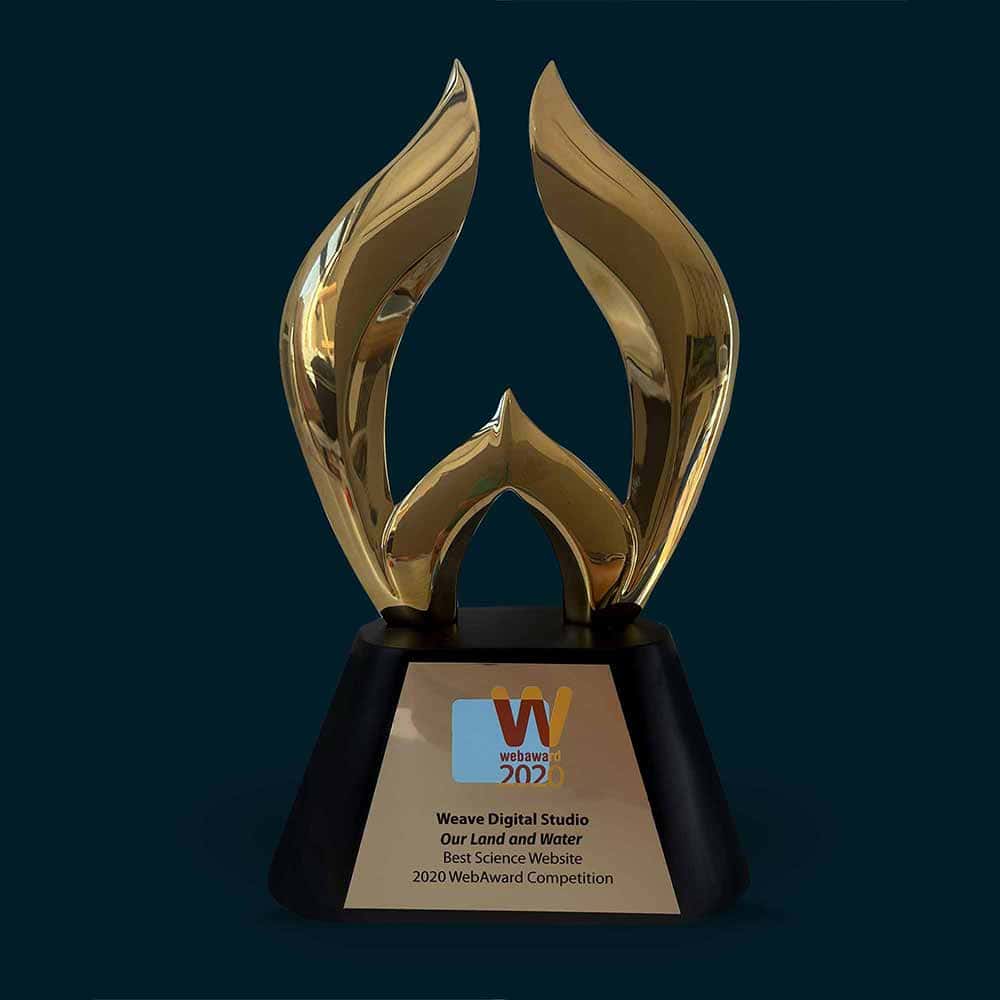2020 WebAward trophy: Our Land and Water